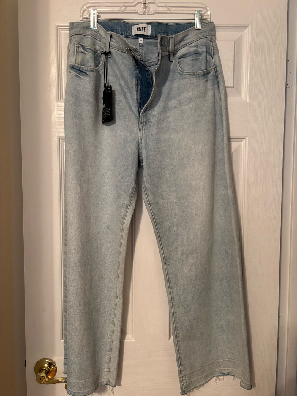 PAIGE Vintage-Inspired Light Blue High-Rise Barrel-Leg Jeans